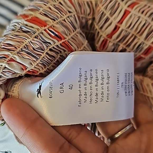 LONGCHAMP Off The Shoulder Striped Smocked Mini Dress - Picture 7 of 8